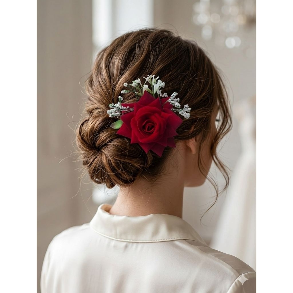 Tusuk Sanggul Bunga Mawar /Aksesoris Sanggul Tusuk Hair Piece Bunga Mawar