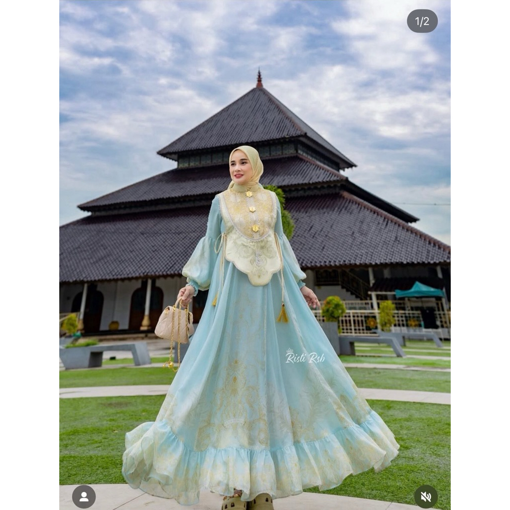 Gamis syari brand eles Lina sukijo syari set eL.eS