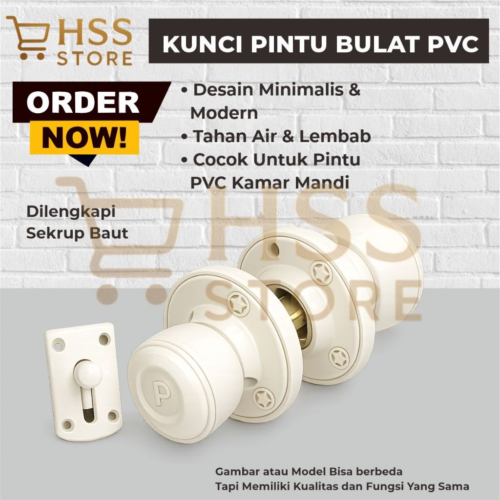 Kunci Pintu Bulat Pvc Kamar Mandi / Knop Gagang Pintu Kamar Mandi Pvc / Gagang Pintu PVC untuk Kamar