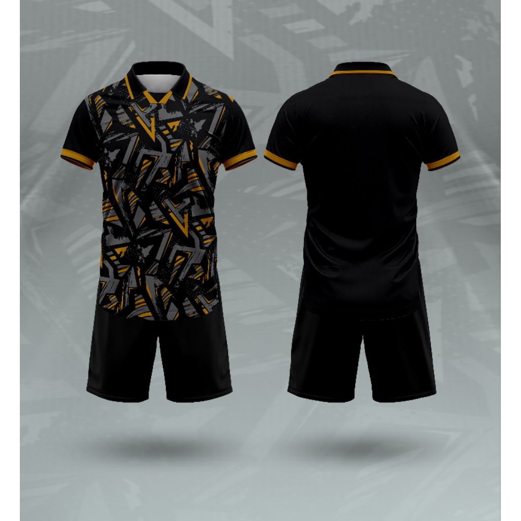 (PRINTING) NEW STELAN JERSEY BOLA DAN FUTSAL PRINTING HITAM GREY GOLD BAHAN MILANO
