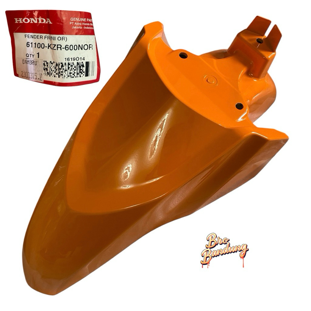 Spakbor slebor depan honda vario 125 techno fi kzr original ahm honda 61100-KZR-600 orange oren 6110