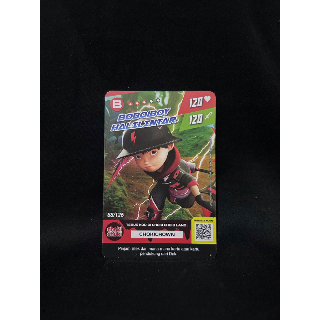 1(satu)pcs Kartu BOBOIBOY HALILINTAR 88/126 Kartu Boboiboy Choki-Choki