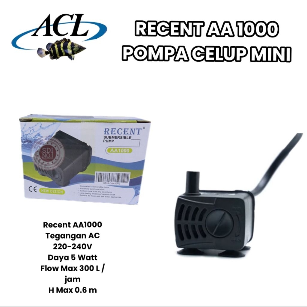 pompa aquarium celup mini recent aa 1000 power head mini