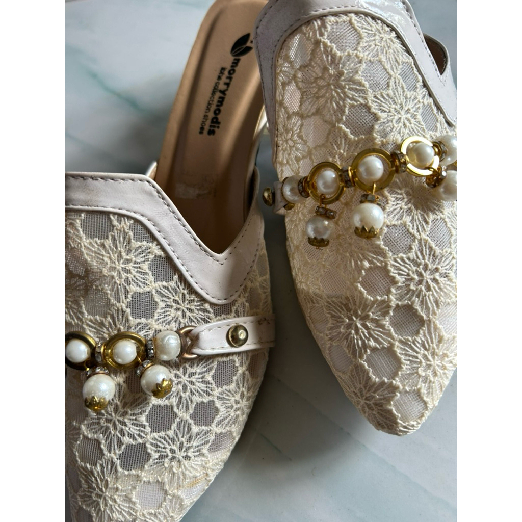 high heels cream/high heels/high heels bordir (nego)