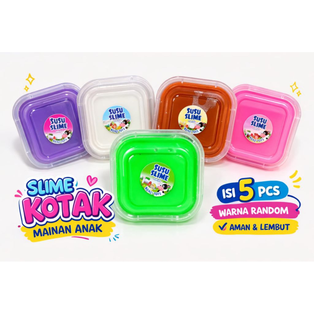 Slime Kotak Mainan Anak Kreatif 5 PCS – Lembut, Warna-warni, Aman & Seru