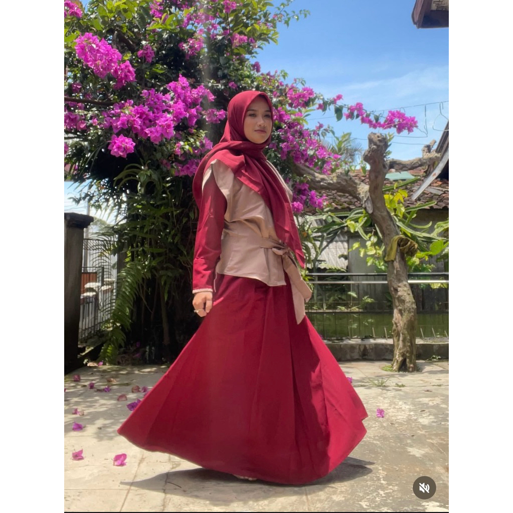 preloved jilbrave ayumi dress maroon size s free elzatta scarf/pashmina instan