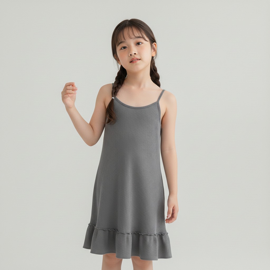 PROMO DRESS RUFFLE TALI KECIL BAHAN HYGT POLOS PAKAIAN ANAK PEREMPUAN NYAMAN DIKENAKAN