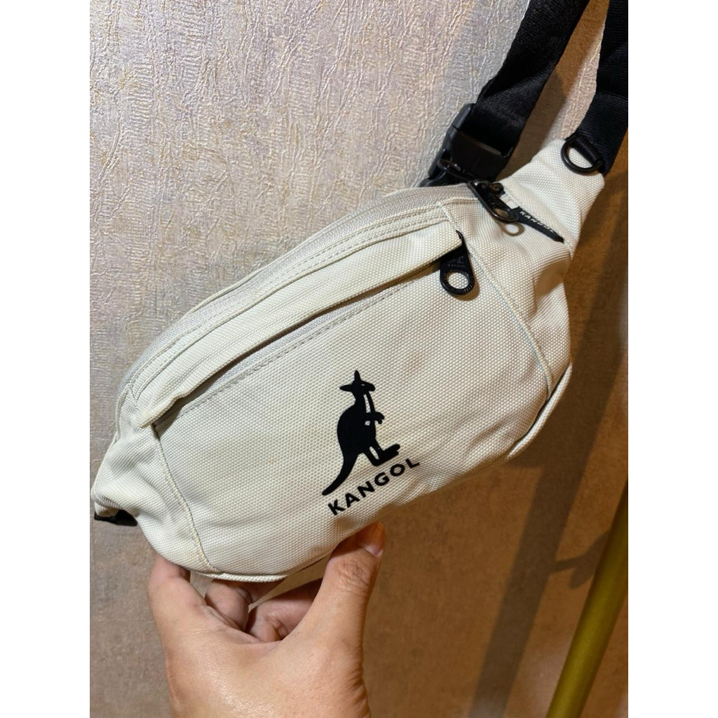 Tas Pinggang Pria Kangol Putih White Men’s Waist Bag Bagus Murah