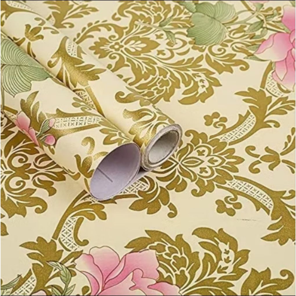 WALLPAPER DINDING BATIK EMAS ROSE PINK