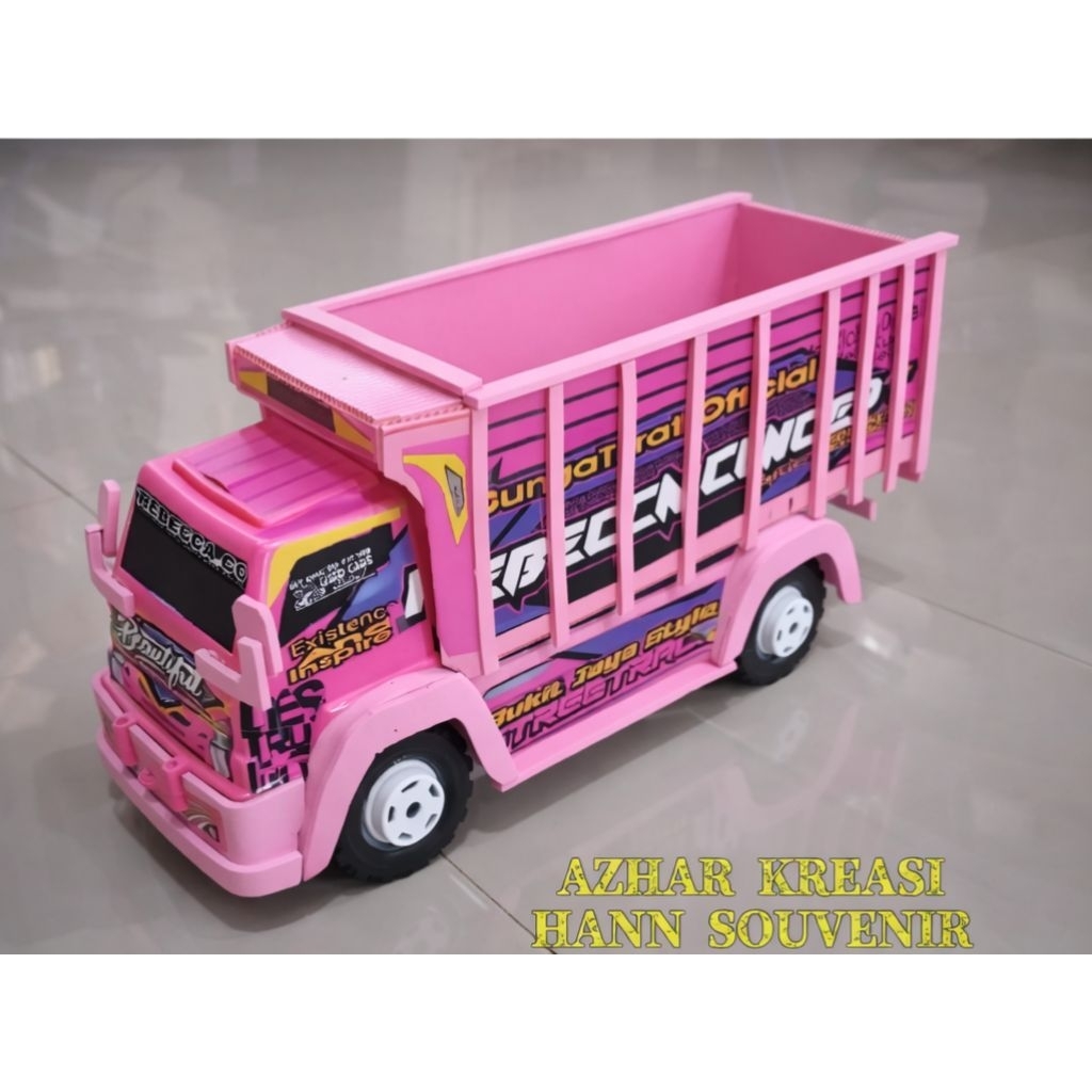 mainan truk plastik modifikasi livery beautiful pink