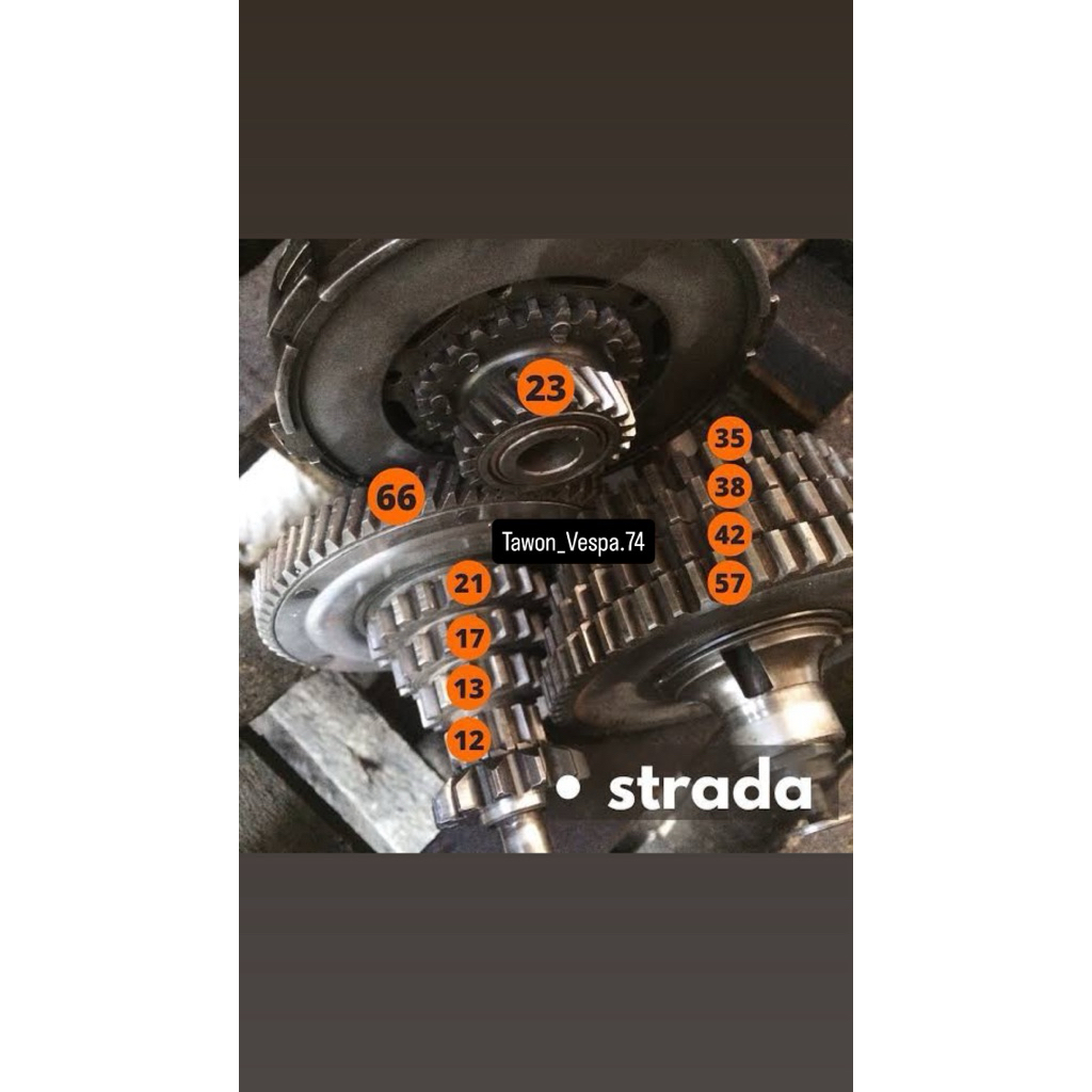 Rasio Vespa Strada garis || ( Kopling Besar )