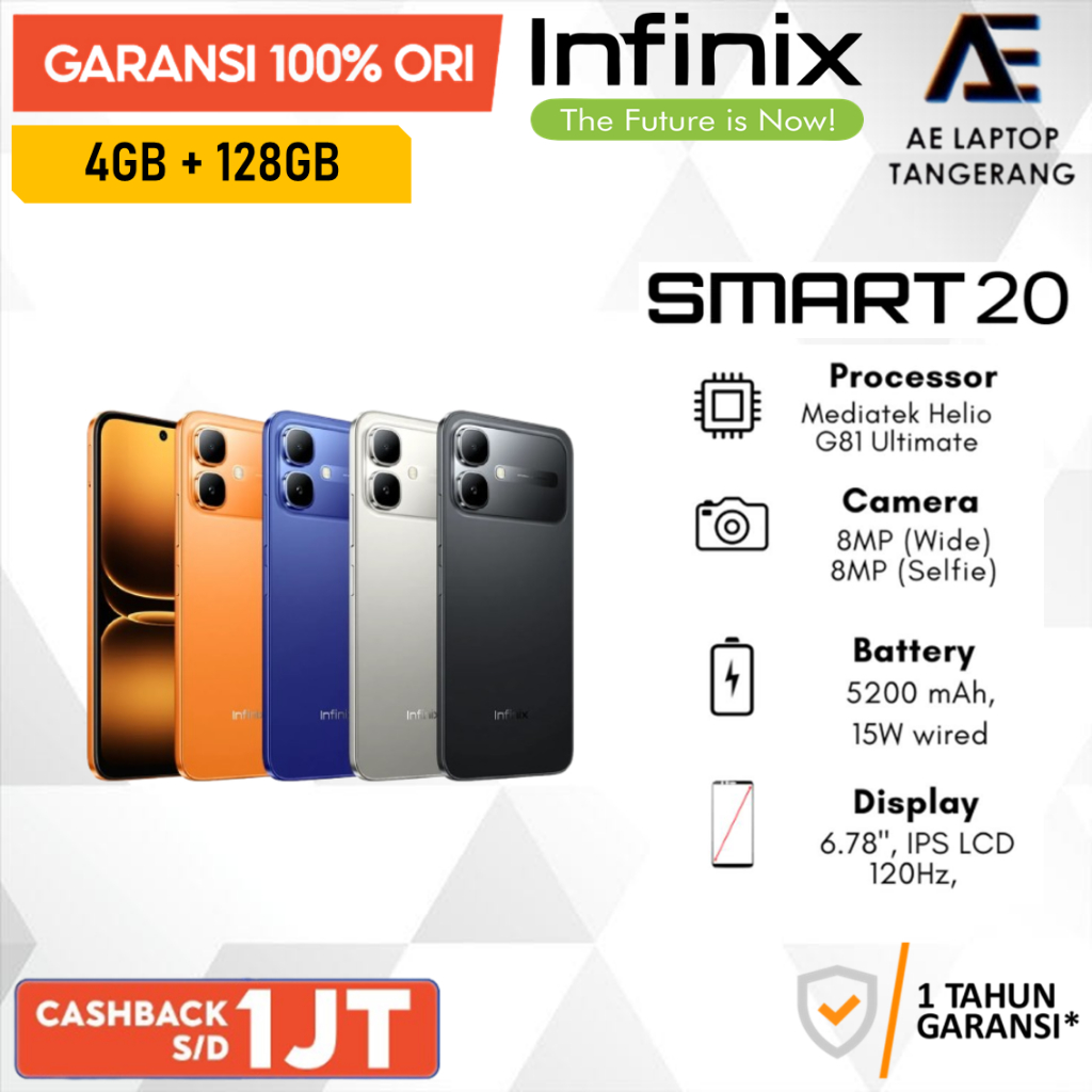 Infinix Smart 20 4/64GB 4/128GB - IPS LCD 120Hz - NFC - Baterai 5200mAH NEW BNIB