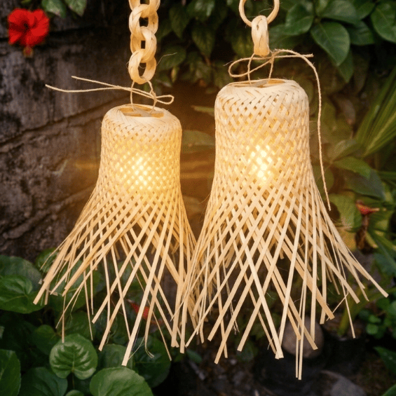 Kap Lampu Gantung Krongso Bambu | Kap Lampu Hias Unik | Lampu Cafe Minimalis | Kerajinan Anyaman Bam