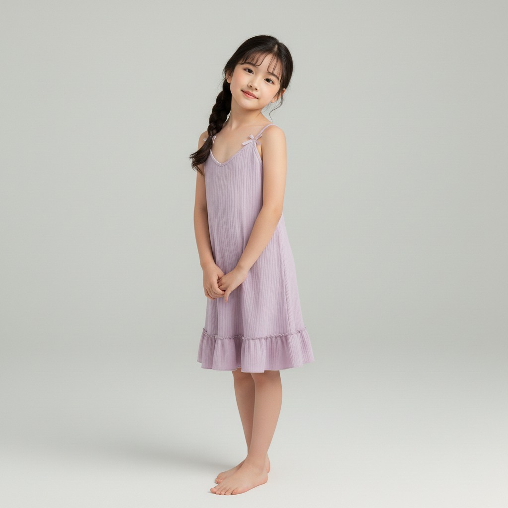 PAKAIAN DRESS RUFFLE TALI KECIL BAHAN HYGT POLOS NYAMAN DIKENAKAN ANAK PEREMPUAN TERKINI