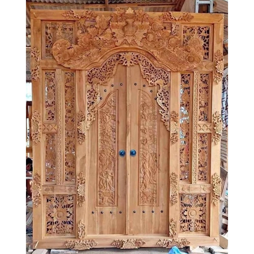 Pintu Gebyok Still Bali Pintu Rumah Kayu Jati Ukir Jepara Pintu Relif Ramayana