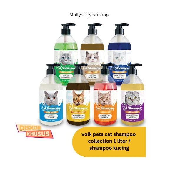 Volk Pets Cat Shampoo 1000ml/Shampo grooming/Sampo Kucing Putih Whitening / Kitten(anak kucing) /Fle