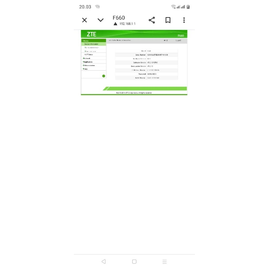 ONT ZTE ZXHN F660 GPON