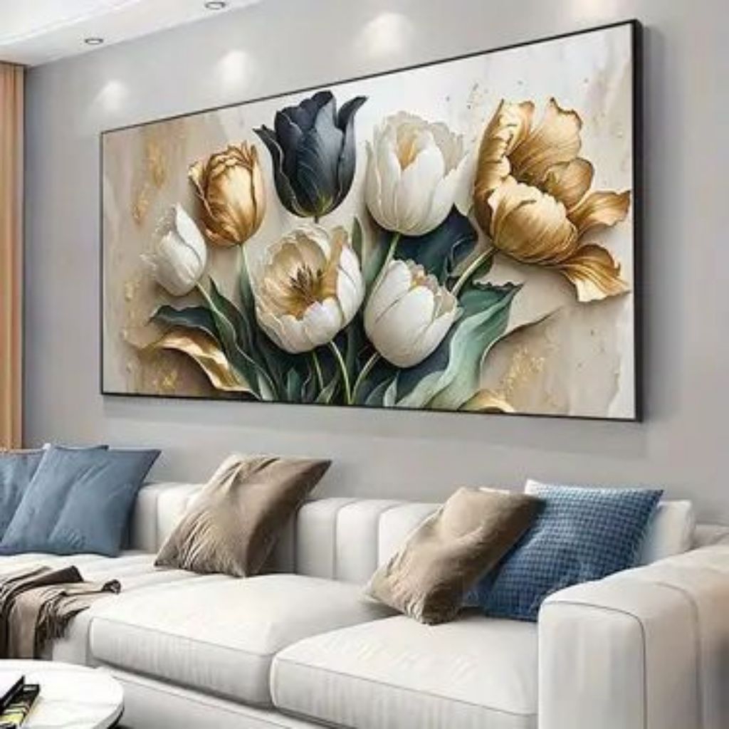 Lukisan dinding minimalis modern bunga untuk hiasan dinding rumah