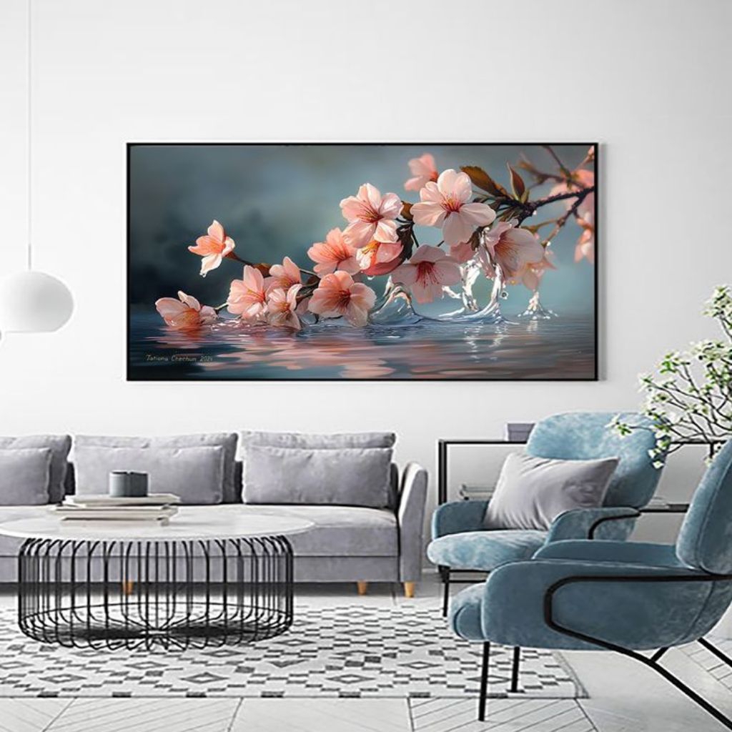 Lukisan dinding minimalis modern bunga untuk hiasan dinding rumah