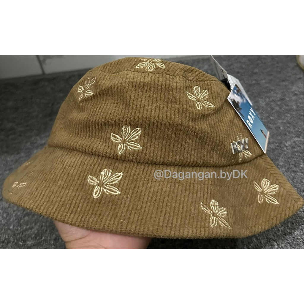 Topi Bucket Hat Roxy Flowers Original 100% Brown