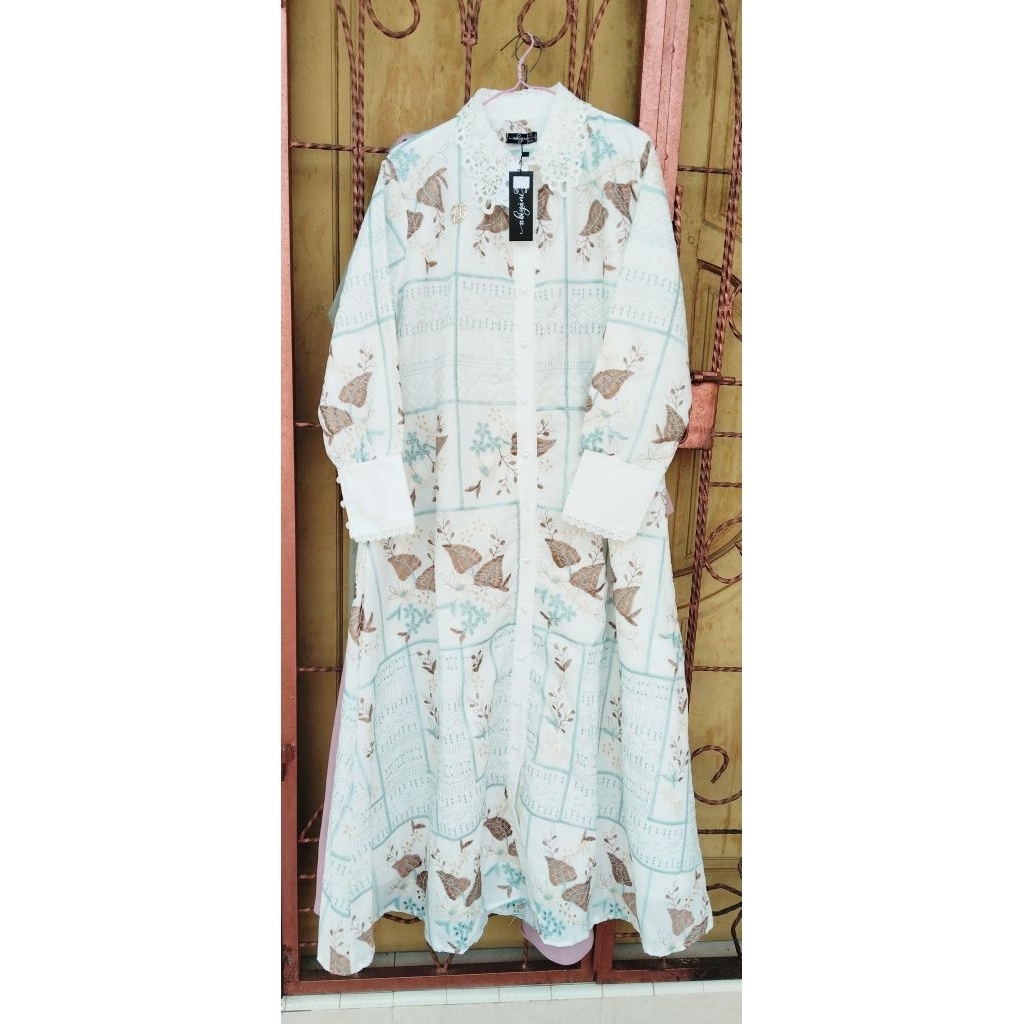 Gamis Katbol Midi Dress Putih Plus Sulam