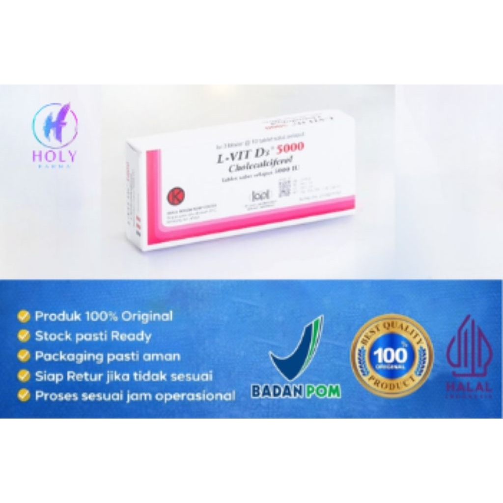 L-VIT D3 5000 IU Cholecalciferol Tablet Salut Selaput 5000 IU Meningkatkan Kadar Vitamin D Tubuh