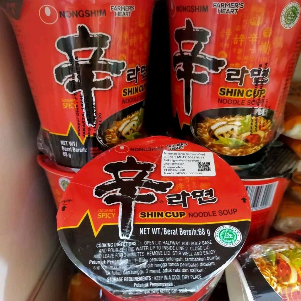 HALAL Nongshim Shin Cup Noodle Soup-Mi Ramen-Mie Pedas Korea-Ramyun