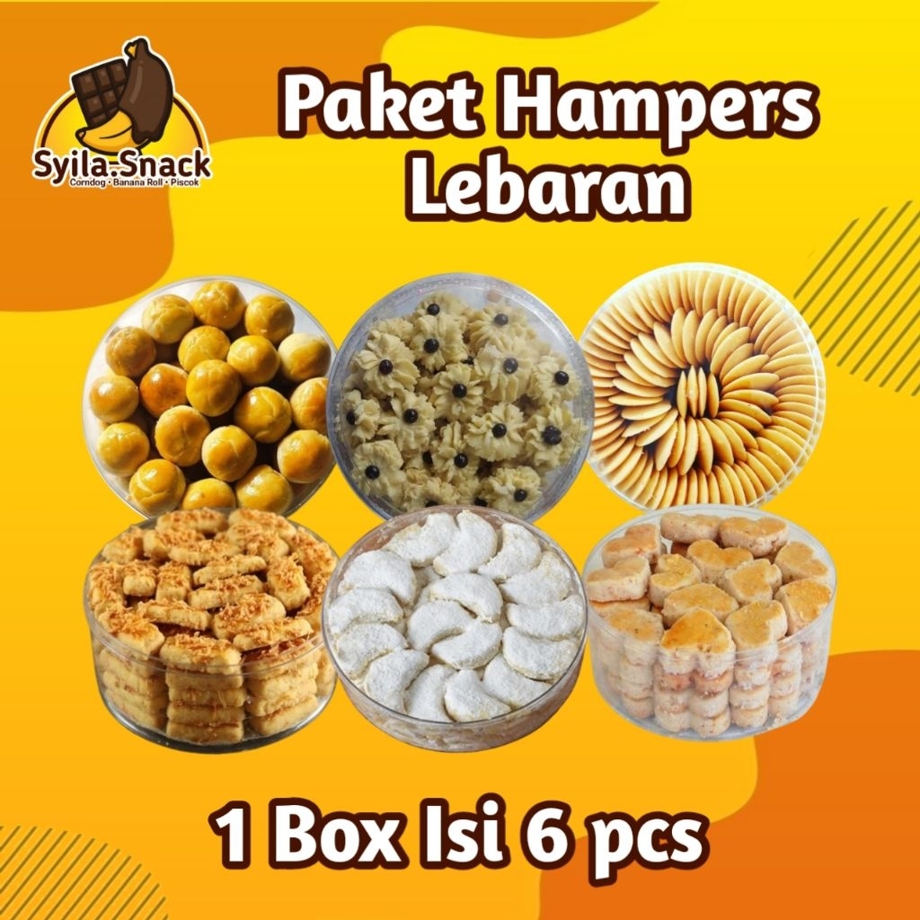 Paket Kue Kering Hampers Lebaran 1Box isi 6Varian Kue Kering 250gram