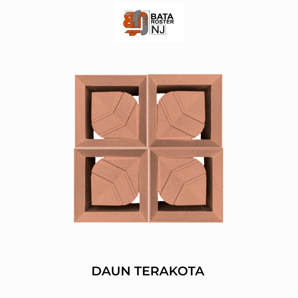 BATA ROSTER NJ - Roster Beton Minimalis - Roaster Daun, Ukuran 20 x 20 | Loster Merah | Ventilasi Ud