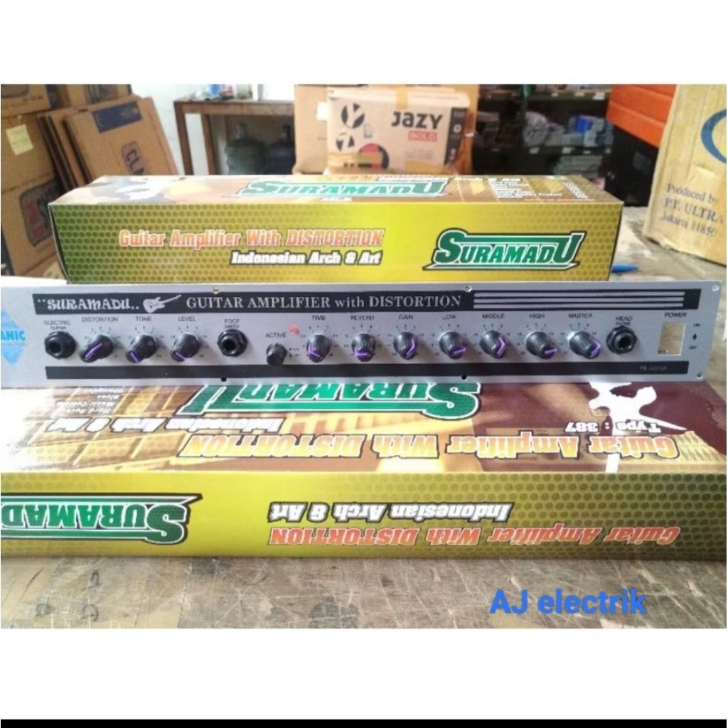 SURAMADU KIT Amplifier Gitar Distorsi dengan Kontrol Volume dan Tone untuk Suara yang Lebih Jelas da