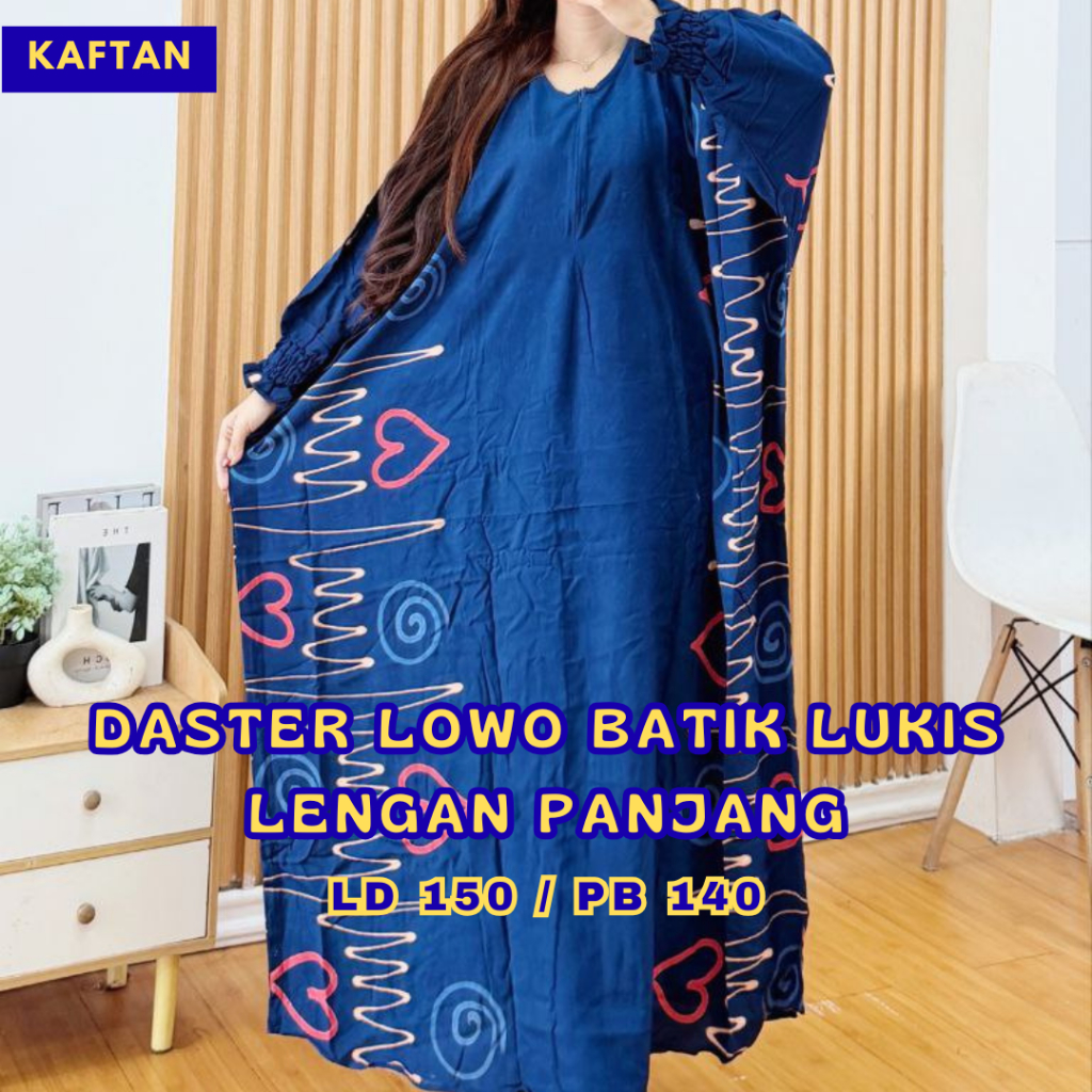 Kaftan Rayon Premium Terbaru Batik Lukis Coletan Pekalongan | Kaftan Batik Lukis Ukuran Jumbo LD 150