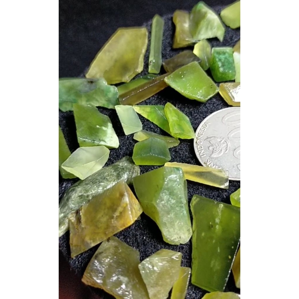 X20 - 50 Pcs - Batu Idocrase ACEH Potekan - Serpentine Lumut Ice Jade Solar Lumut Murah