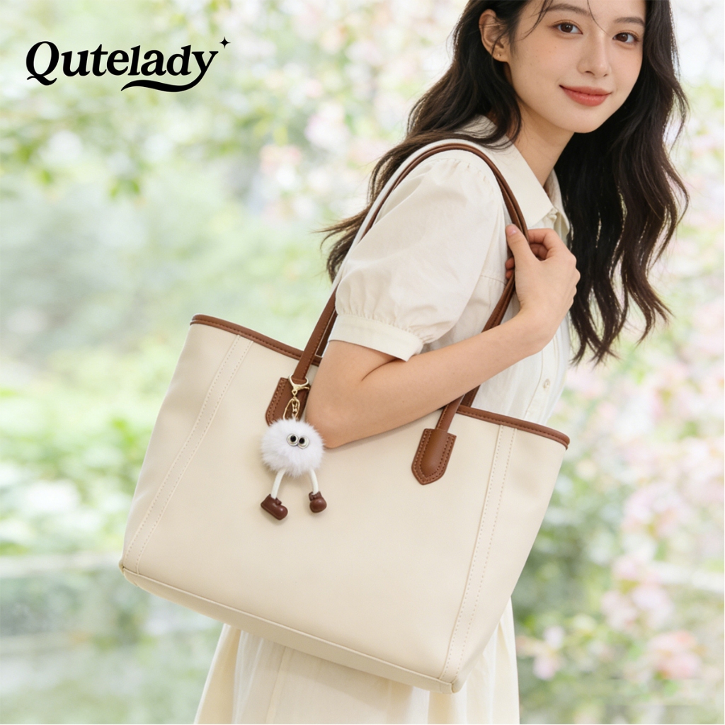 Promo Terbaru Qutelady Tas Tote Wanita Jinjing Bahu Kekinian - Totebag Kulit Asli Tas Selempang