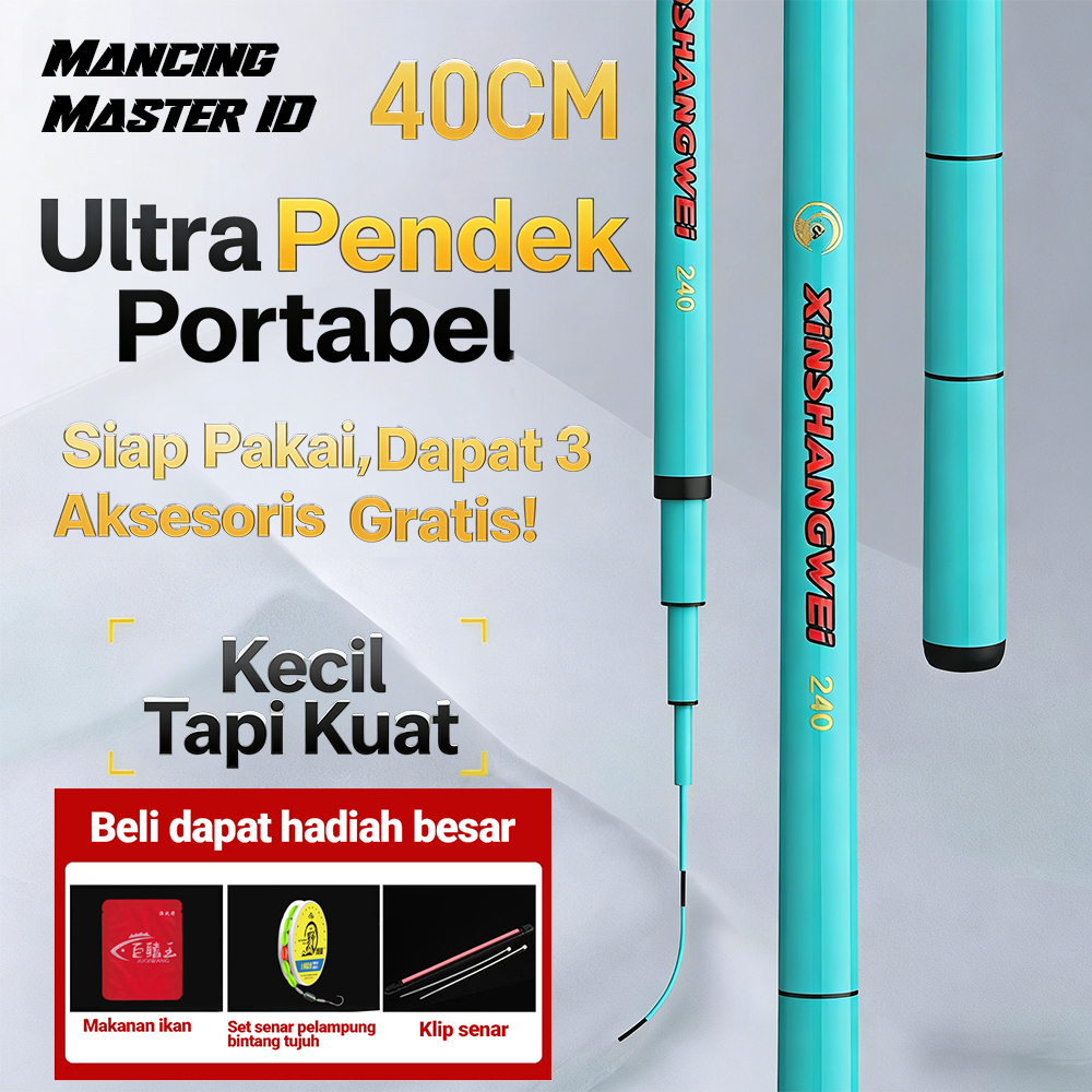 Joran Pancing Mini Portable 1.8m/180 Joran Tegek Teleskopik Kuat Ringan Alat Pancing Travel