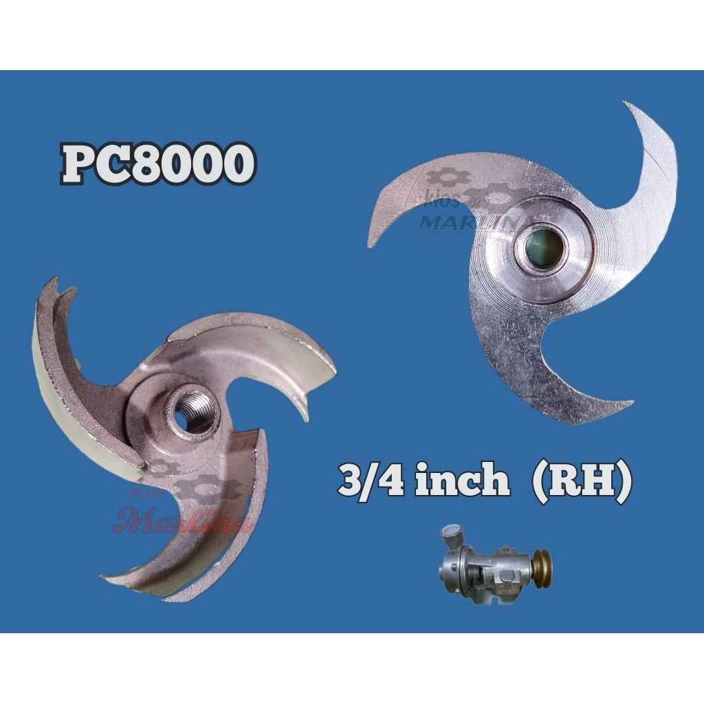 PC8000 Impeller / kipas 3/4 inch (kanan) pompa air laut stainless / pompa keong