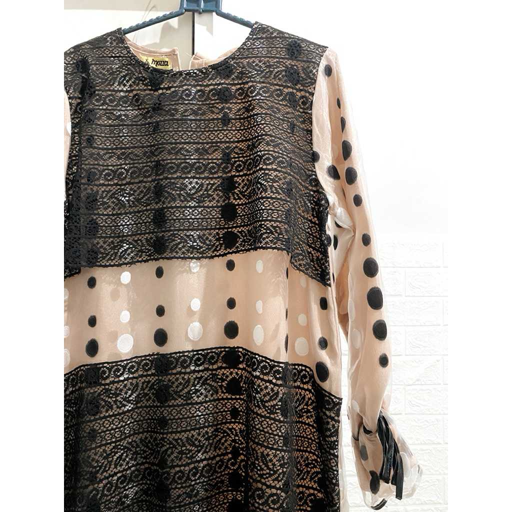 Preloved Ginza Dress Black Nude/ Dress lebaran/Gamis Lebaran