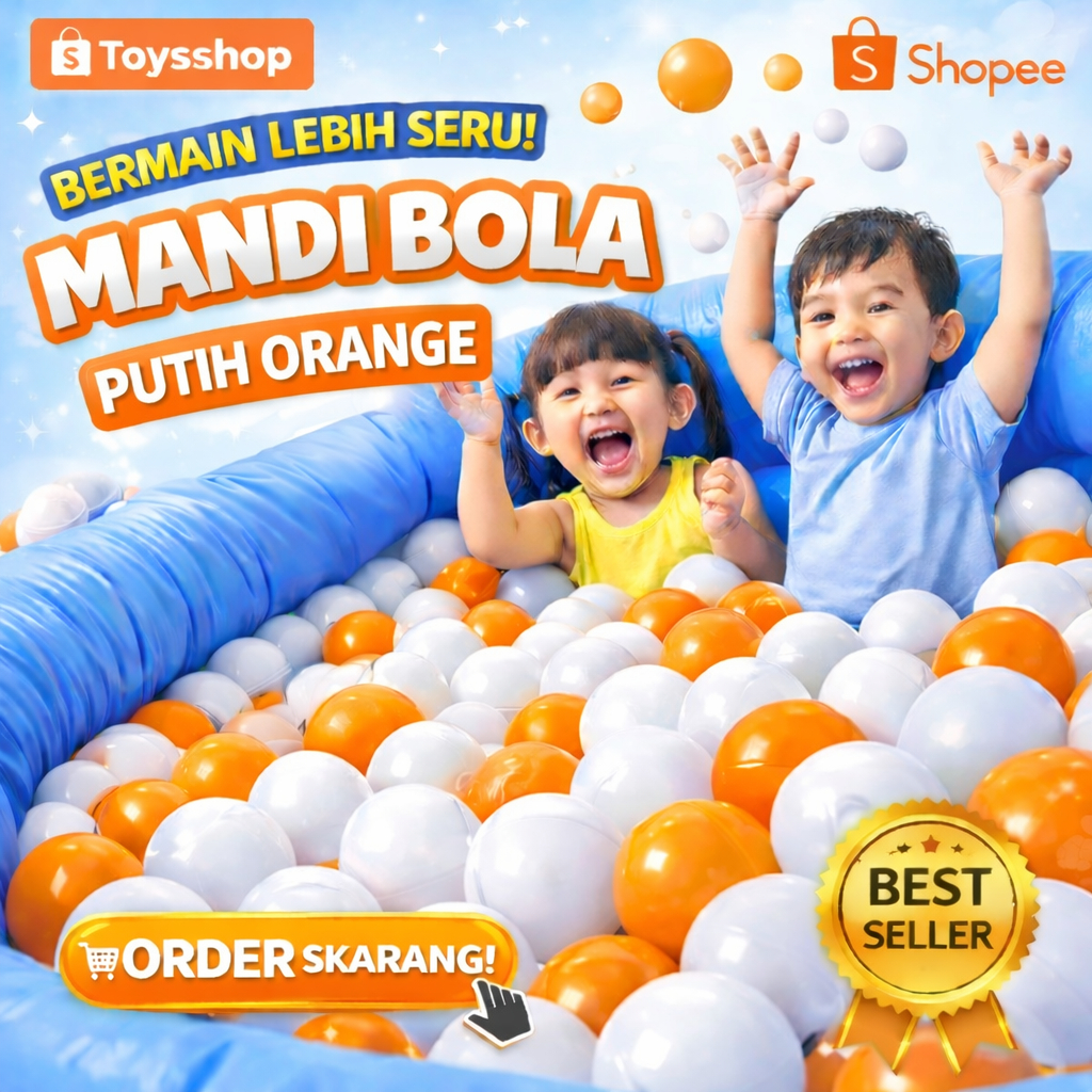 AQUATIC MANDI BOLA PUTIH ORANGE 50PCS - BOLA MANDI - permainan anak - anak - Mandi Bola Anak anak - 