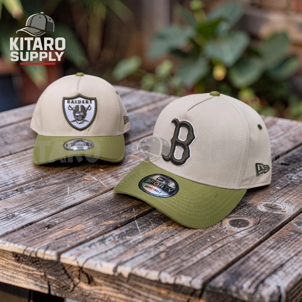 Topi New Era 9FORTY A-Frame Adjustable Cap - Raiders NY Yankees LA Dodgers Boston Red Sox - Cream Ol