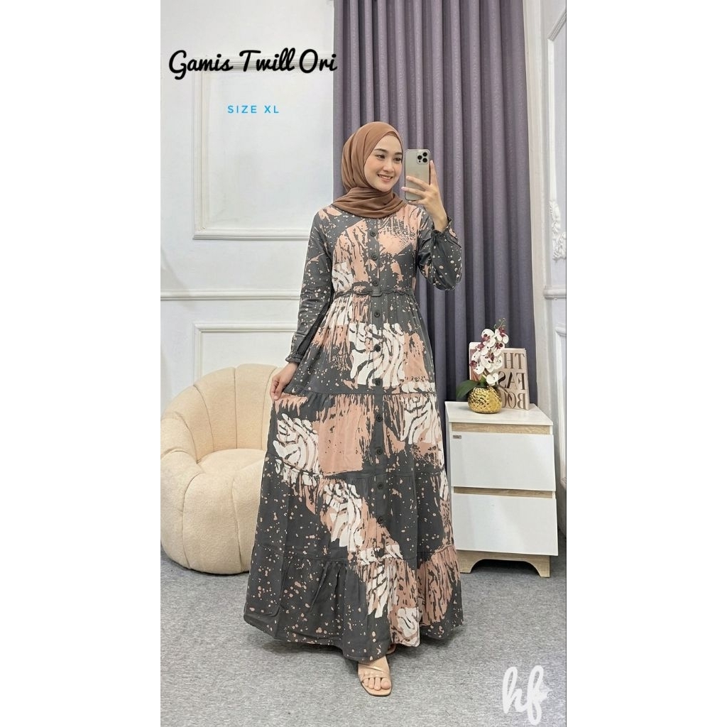 BATIK HAFIZH- TWILL ORI BATIK ABSTRAK ASLI PEKALONGAN / GAMIS SUSUN REMPEL KANCING / BUSUI MUSLIMAH