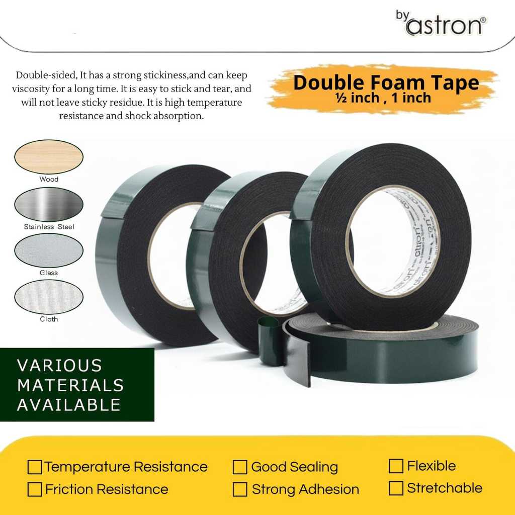 Double Tape Busa 1 Inch / Double Foam Tape 1" Astron / Double Tip Foam
