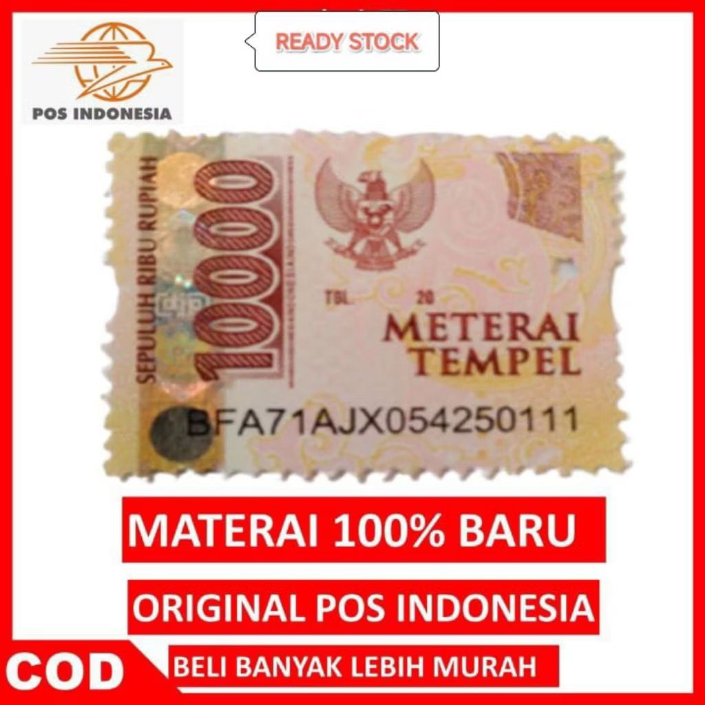 M A T E R A I 10.000 Asli Pos Peruri Bergaransi Meterai 10000 Sepuluh Ribu
