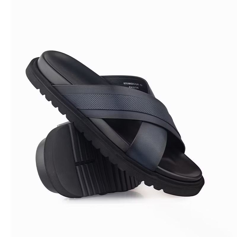 Gino Mariani Kaidon Navy Sandal Kulit Pria