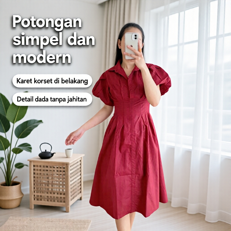 Jessica Korean Midi Dress Wanita Casual Pantai | Daster Busui | Dress Pesta Kondangan Korea PREMIUM 