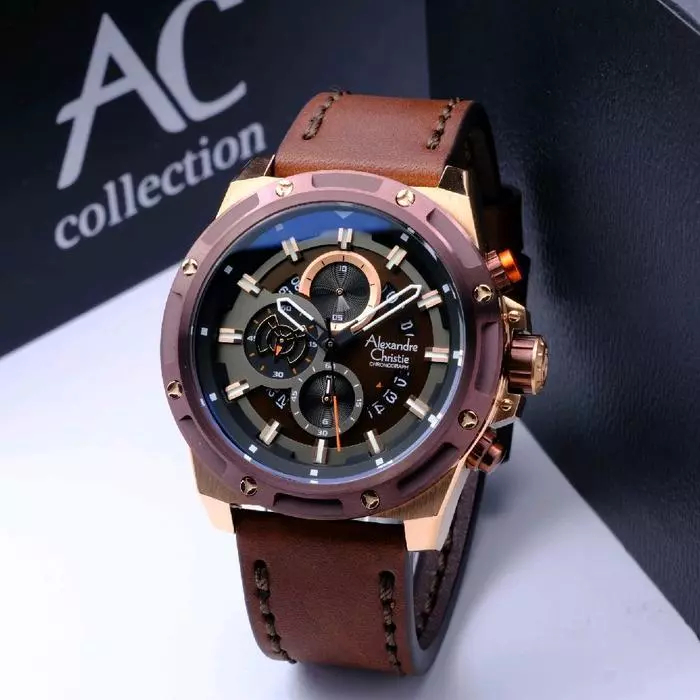 JAM TANGAN ALEXANDRE CHRISTIE PRIA KULIT AC ORIGINAL GARANSI RESMI ALEXANDER CRISTIE COWOK 6410 6593