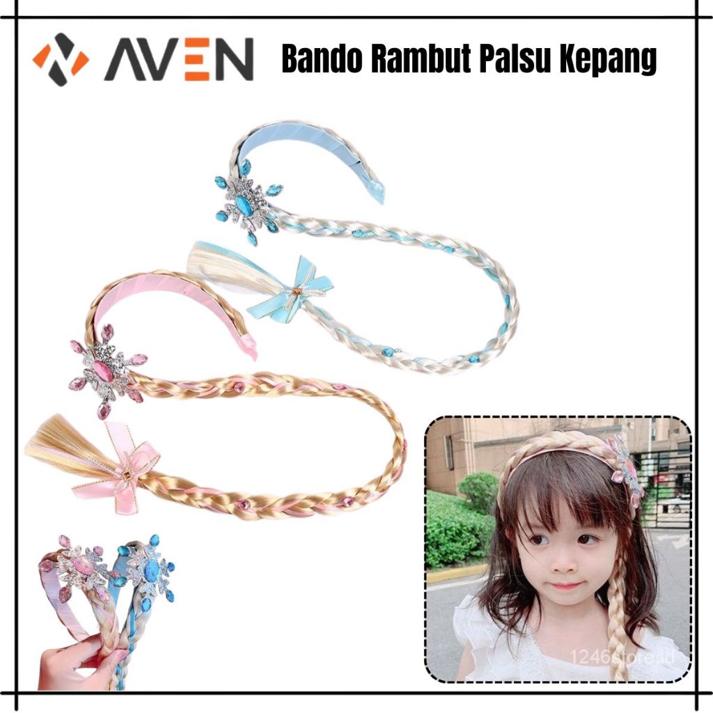 AVEN Bando Rambut Anak Perempuan Palsu Kepang Panjang Hair Wig Style Rapunzel Frozen