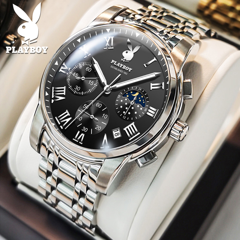 Original Playboy Jam Tangan Pria Anti Air Original Terbaru Led Mewah Analog Multifungsi Luminous Men