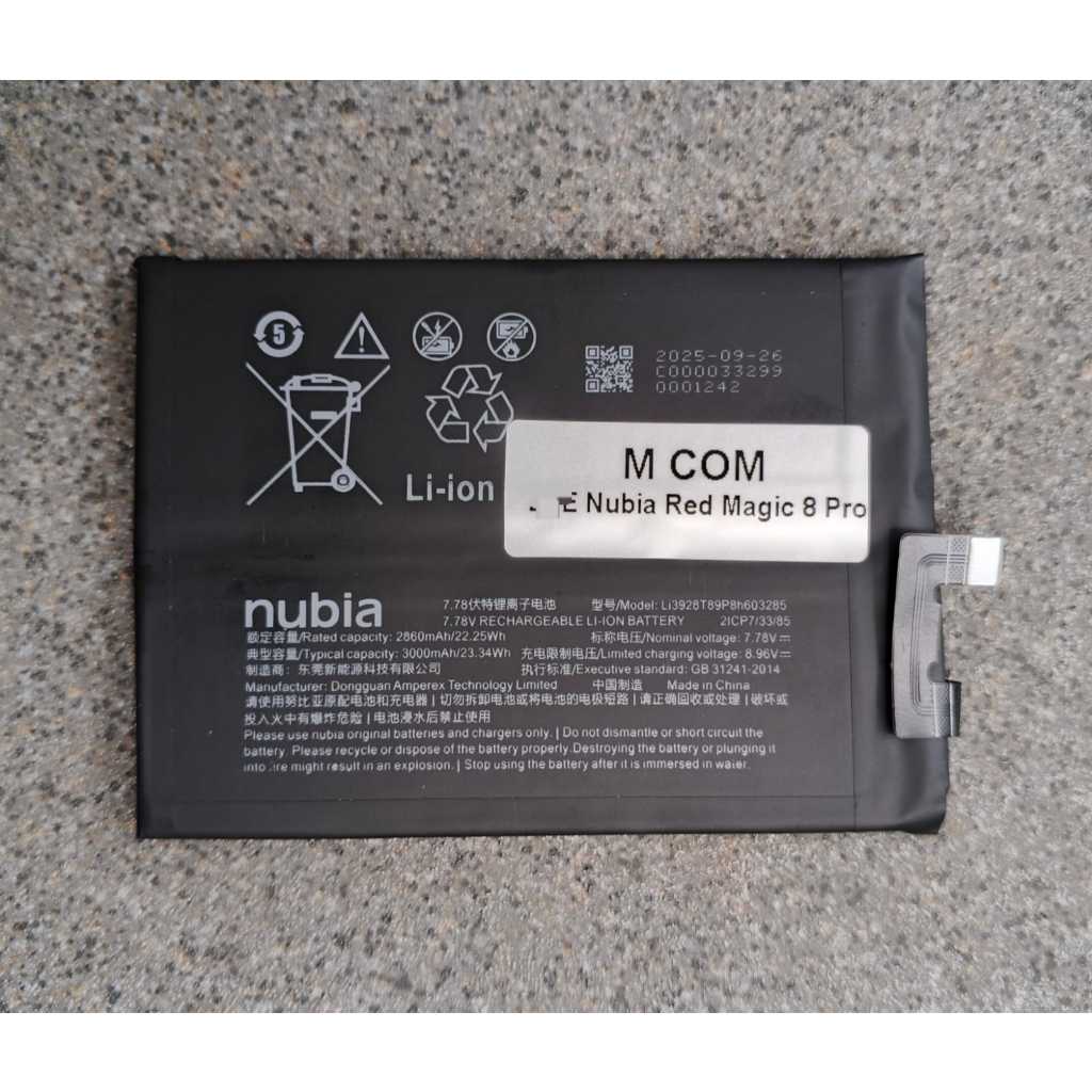 Baterai Nubia Red Magic 8 Pro Batre RedMagic 8 Pro NX729J Li3928T89P8h603285 6000mAh
