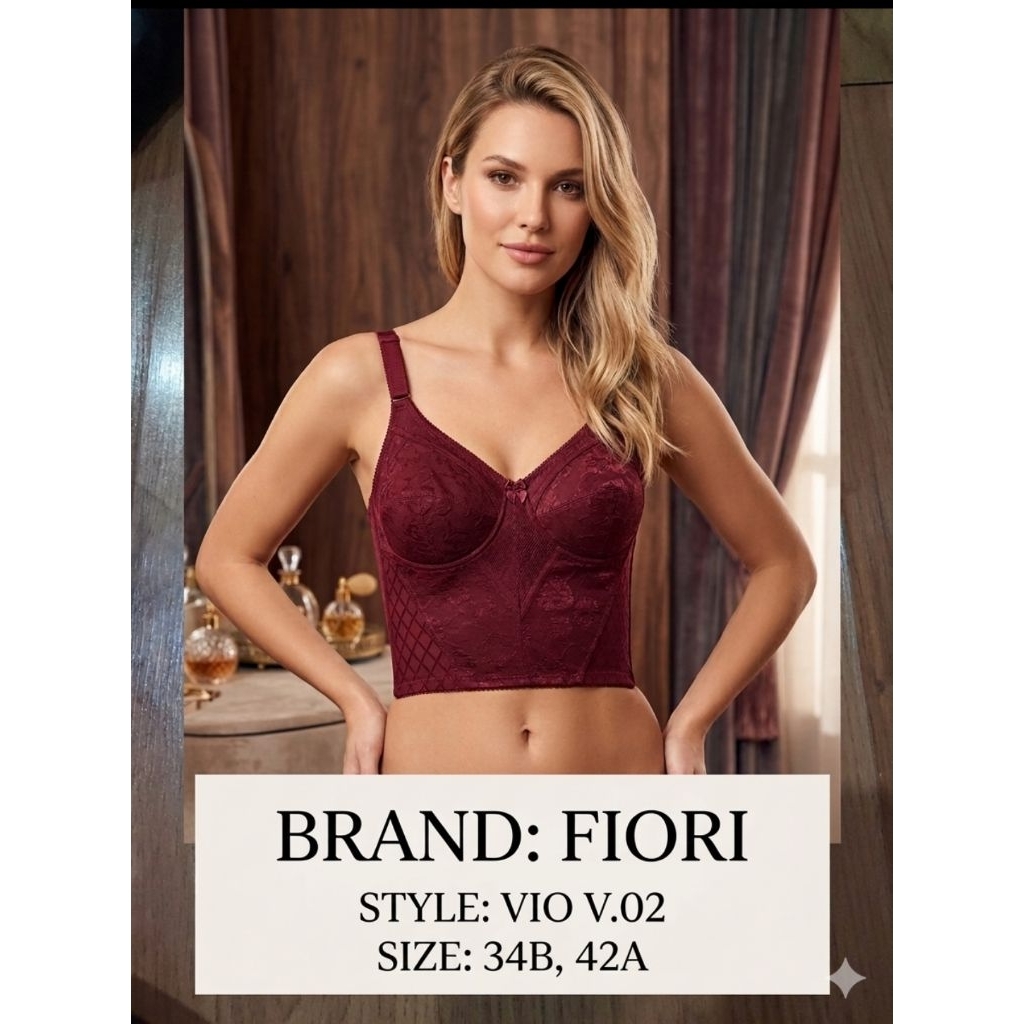 Bra Fiori style Vio V.02 Original  merah marun size 34B, 42A