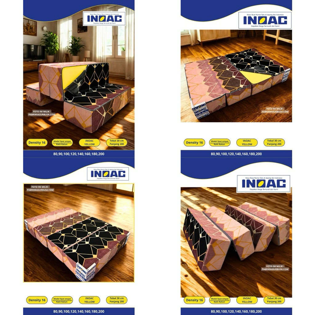 Kasur Busa INOAC YELLOW TEBAL 30cm LIPAT EMPAT 140x200x30 / 160x200x30 / 180x200x30