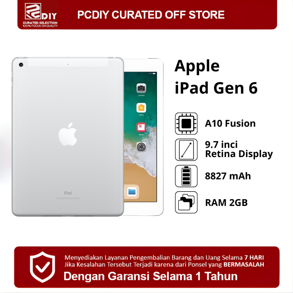 Apple iPad 6 (2018) Original - PROMO TERMURAH Bisa COD & Garansi 7 Hari. Support iPadOS 17.7 (Versi 